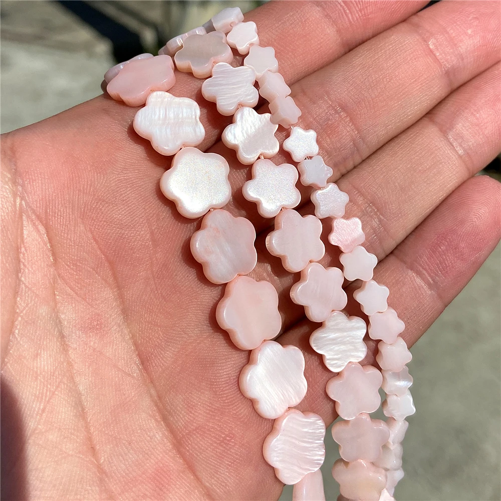 Cuentas en forma de flor de ciruela concha teñidas de color concha natural para hacer joyas - Imagen 24 de 25
