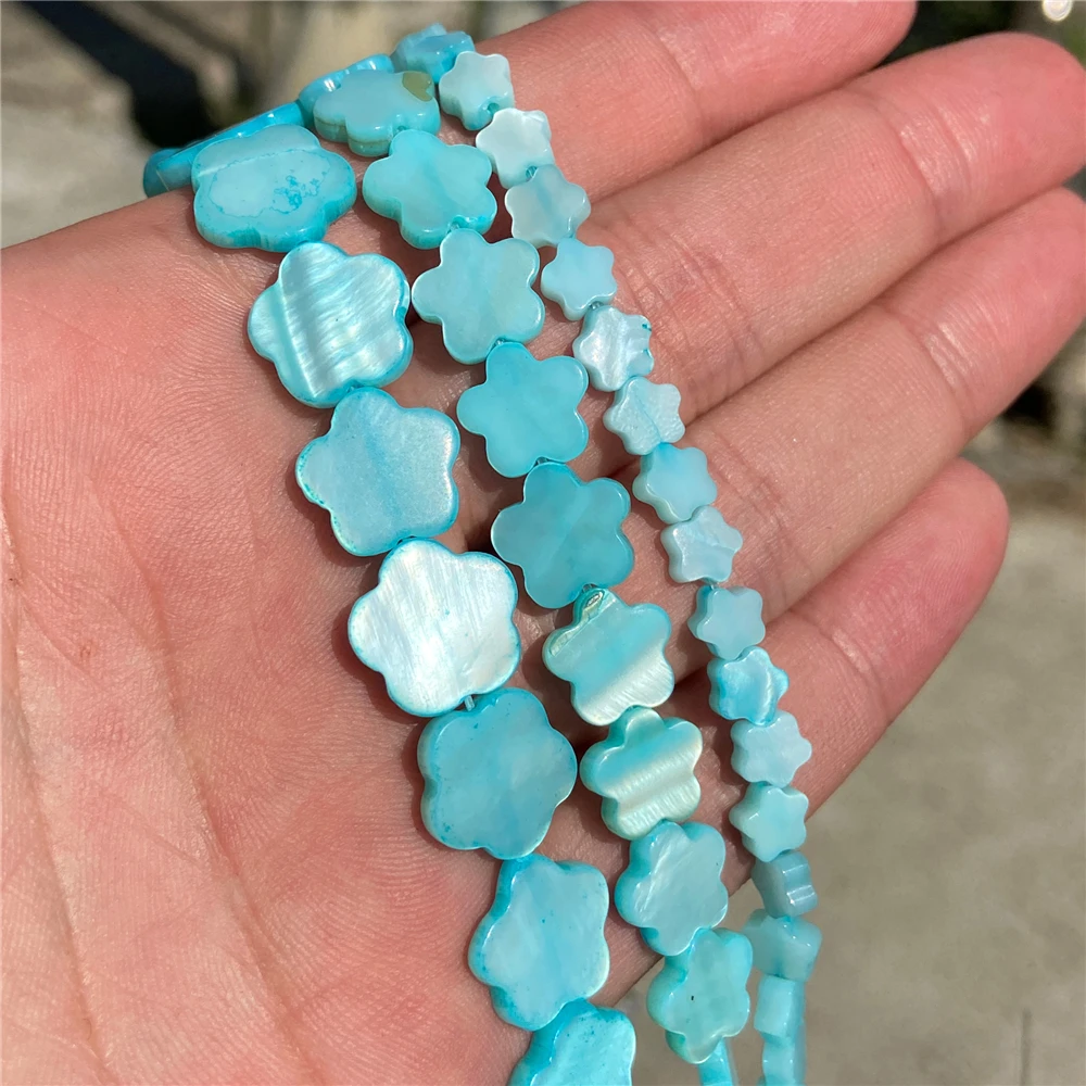 Cuentas en forma de flor de ciruela concha teñidas de color concha natural para hacer joyas - Imagen 25 de 25