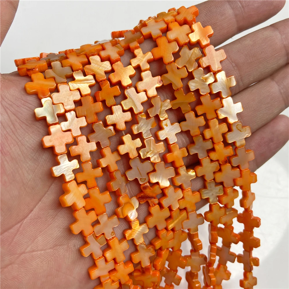 Dije de cuentas de color de 10 mm concha en forma de cruz para hacer joyas - Imagen 16 de 25