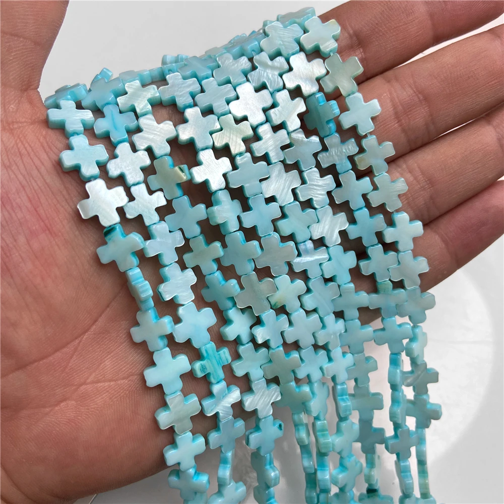 Dije de cuentas de color de 10 mm concha en forma de cruz para hacer joyas - Imagen 18 de 25