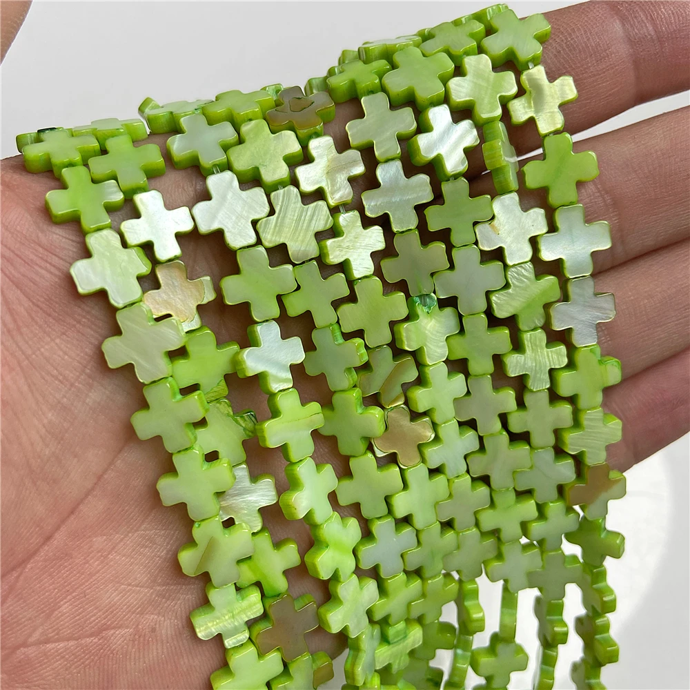 Dije de cuentas de color de 10 mm concha en forma de cruz para hacer joyas - Imagen 19 de 25