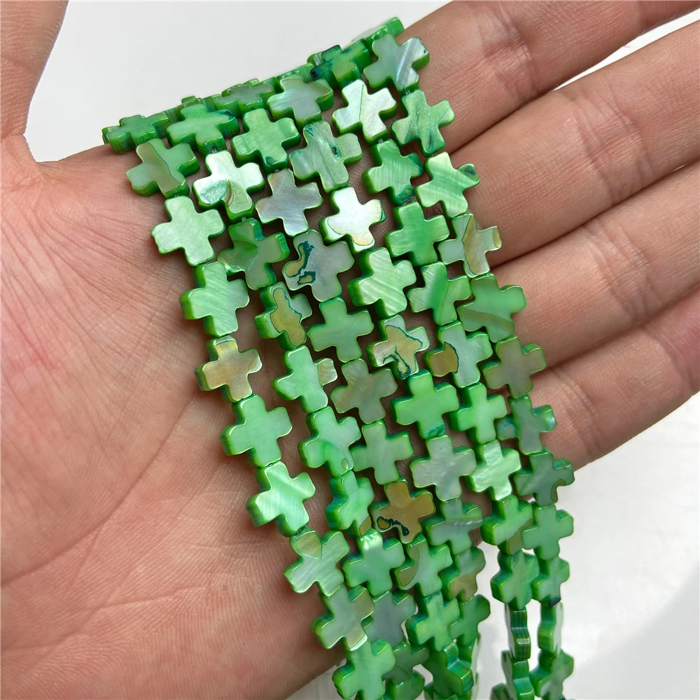 Dije de cuentas de color de 10 mm concha en forma de cruz para hacer joyas - Imagen 20 de 25