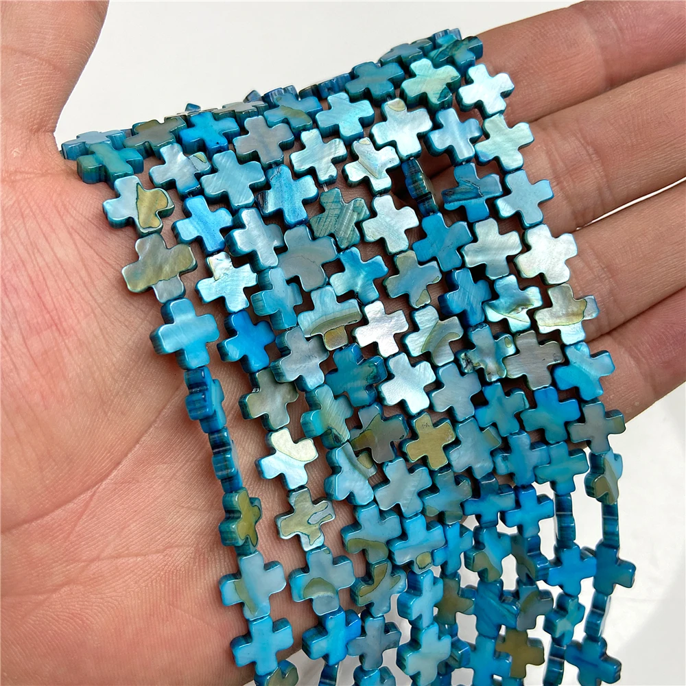 Dije de cuentas de color de 10 mm concha en forma de cruz para hacer joyas - Imagen 21 de 25