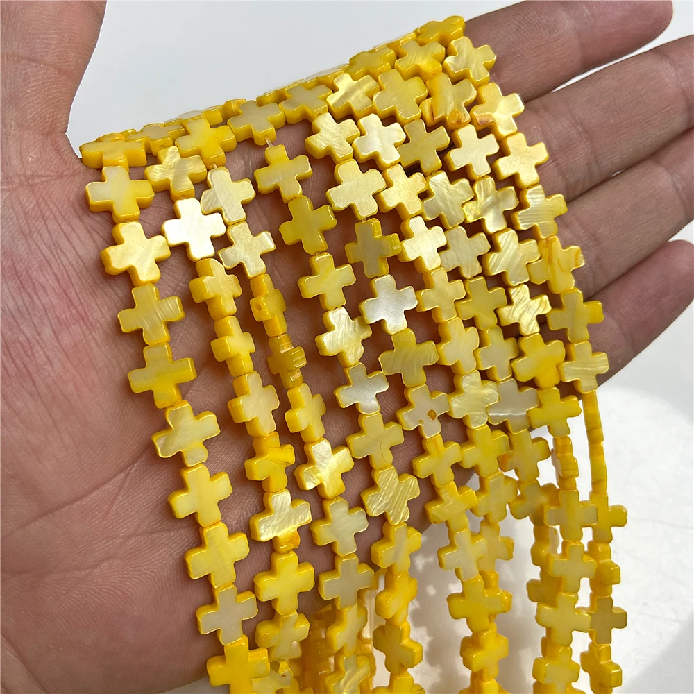 Dije de cuentas de color de 10 mm concha en forma de cruz para hacer joyas - Imagen 24 de 25