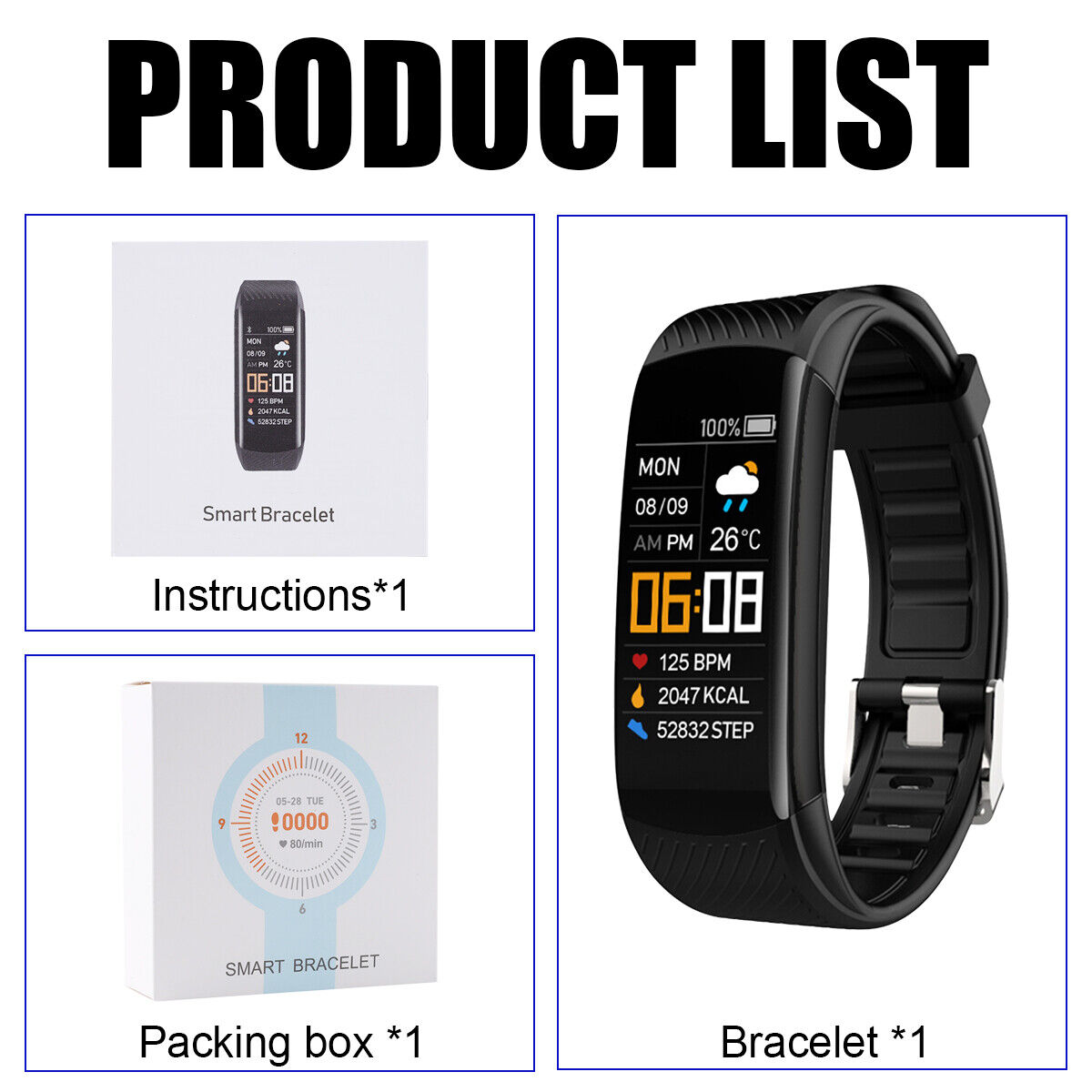 Smart Watch Activity Tracker Fitness Watches Heart Rate Monitor IP67 Waterproof