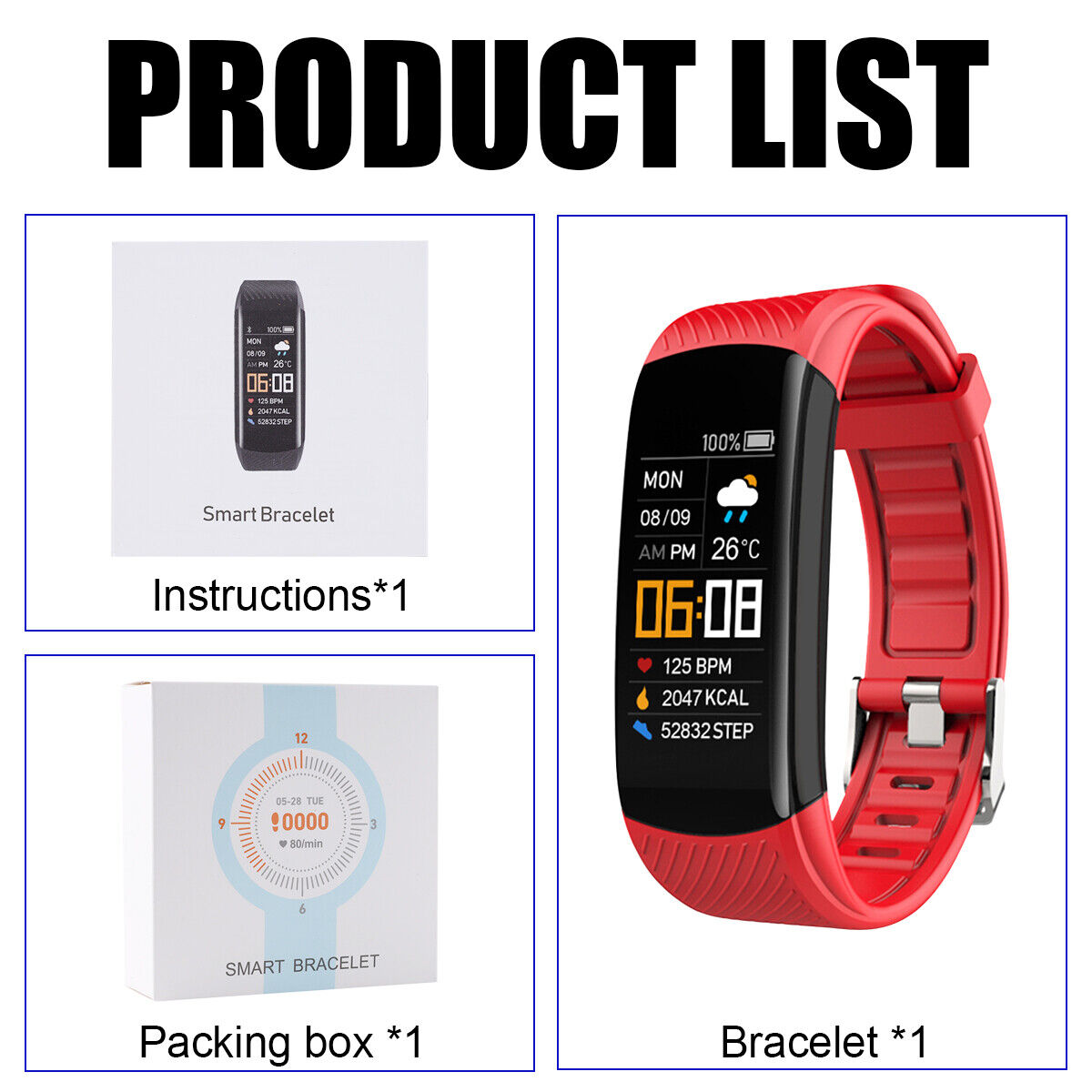 Smart Watch Activity Tracker Fitness Watches Heart Rate Monitor IP67 Waterproof