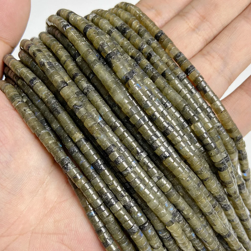 Perline distanziali naturali Rondelle 2x4 mm piatte rotonde vera pietra perline sfuse per gioielli - Foto 30 di 67
