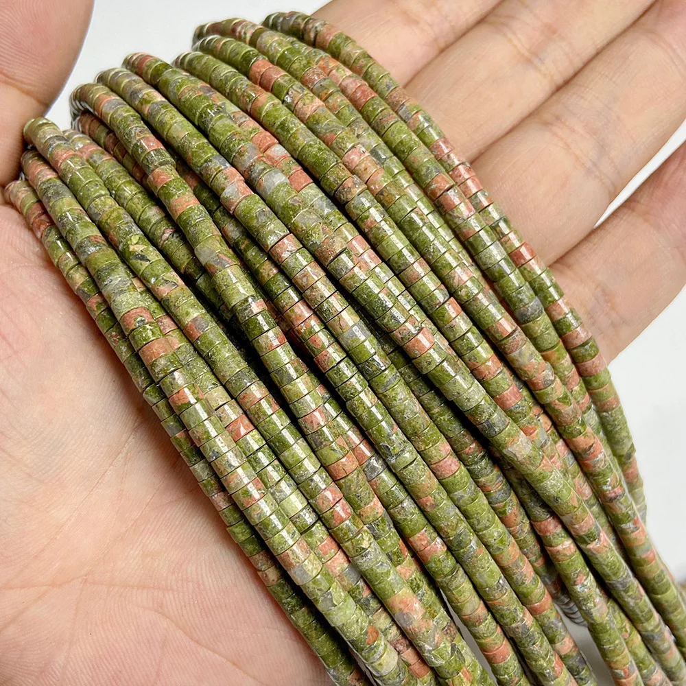 Perline distanziali naturali Rondelle 2x4 mm piatte rotonde vera pietra perline sfuse per gioielli - Foto 37 di 67