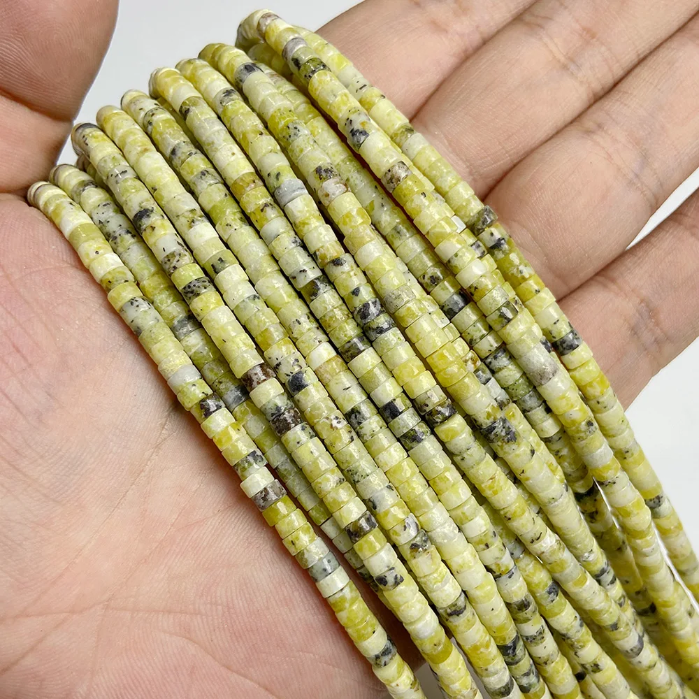 Perline distanziali naturali Rondelle 2x4 mm piatte rotonde vera pietra perline sfuse per gioielli - Foto 57 di 67