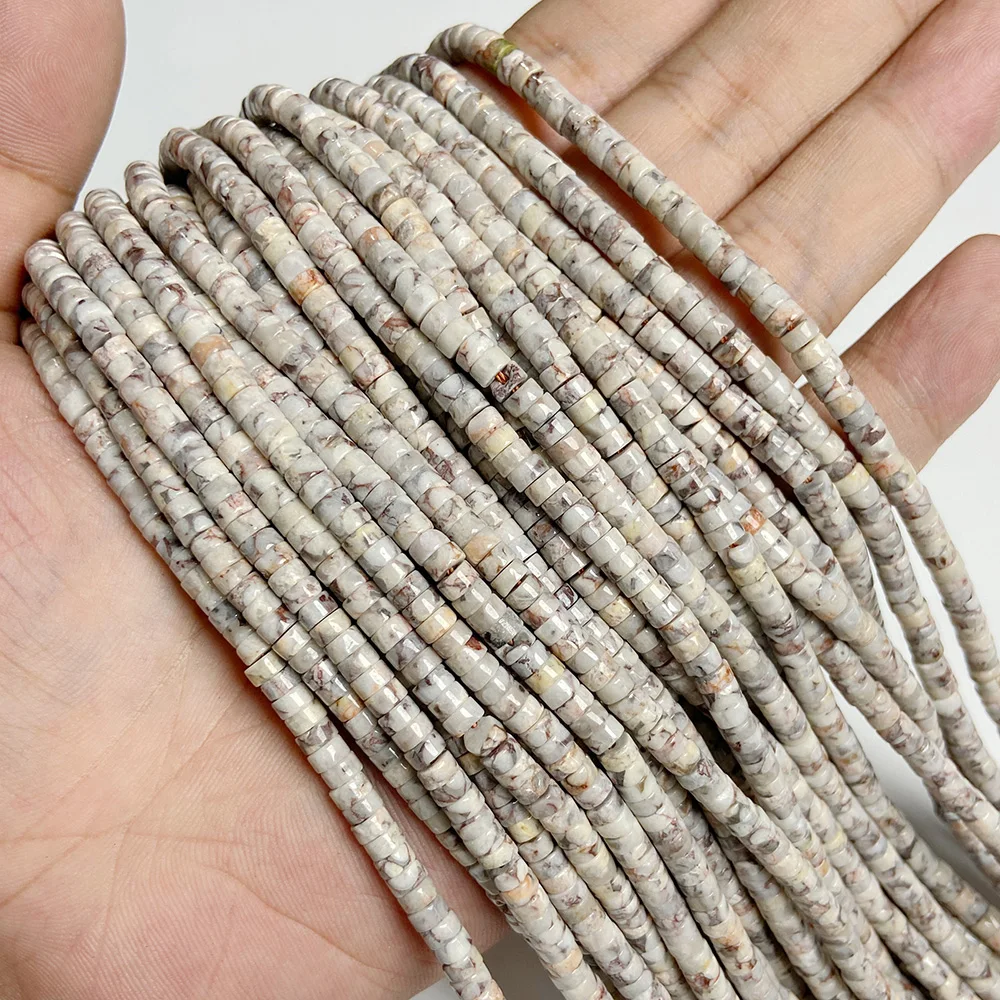 Perline distanziali naturali Rondelle 2x4 mm piatte rotonde vera pietra perline sfuse per gioielli - Foto 58 di 67
