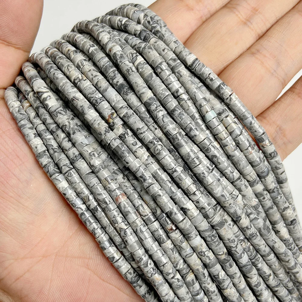 Perline distanziali naturali Rondelle 2x4 mm piatte rotonde vera pietra perline sfuse per gioielli - Foto 59 di 67
