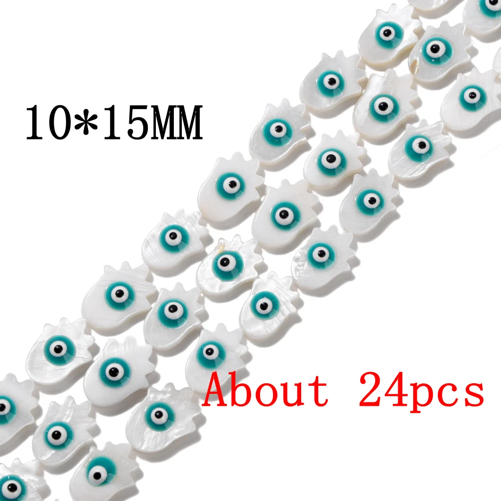 Lake Green Color Evil Eye Beads Middle drilled Natural Shell Beads DIY Necklace - Imagen 24 de 37
