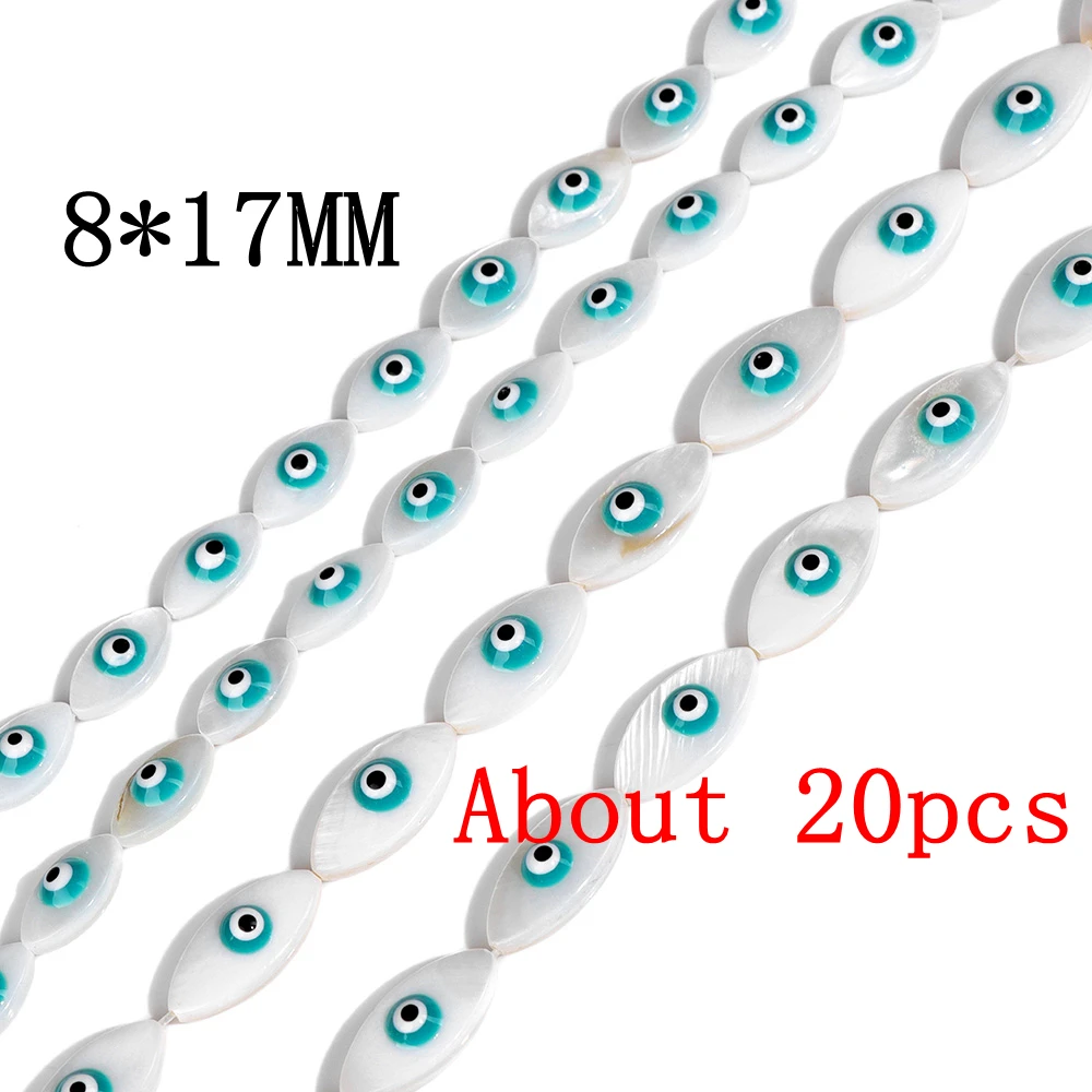 Lake Green Color Evil Eye Beads Middle drilled Natural Shell Beads DIY Necklace - Imagen 34 de 37