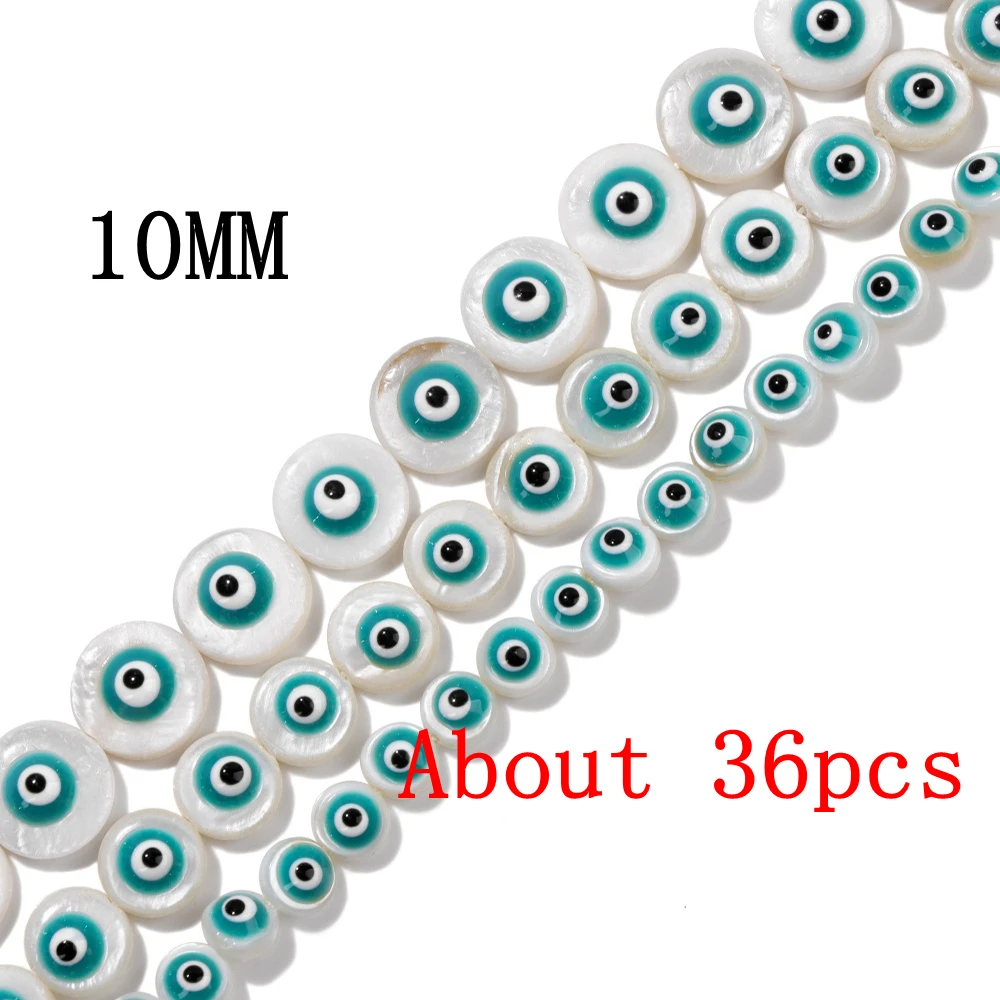 Lake Green Color Evil Eye Beads Middle drilled Natural Shell Beads DIY Necklace - Imagen 36 de 37