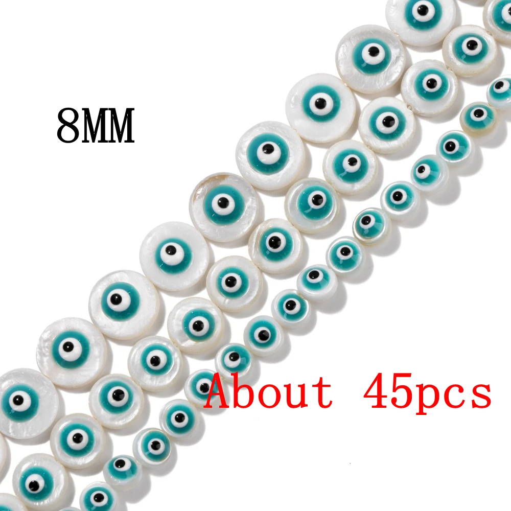 Lake Green Color Evil Eye Beads Middle drilled Natural Shell Beads DIY Necklace - Imagen 37 de 37