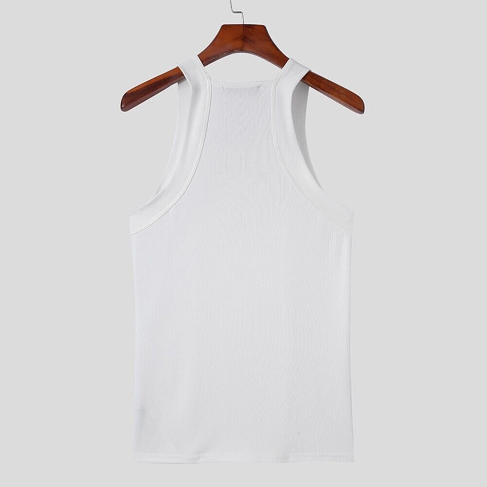 Men Gym Vest Square Neck Fitness Tee Bodybuilding Muscle Stringer Plain Tank Top