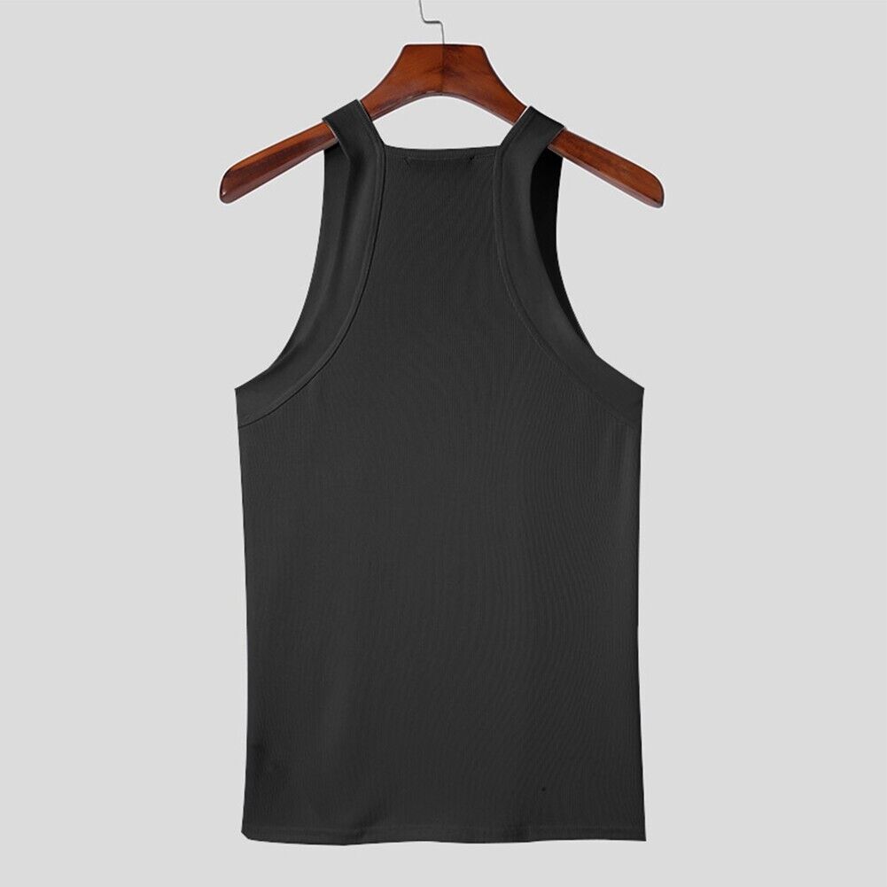 Men Gym Vest Square Neck Fitness Tee Bodybuilding Muscle Stringer Plain Tank Top