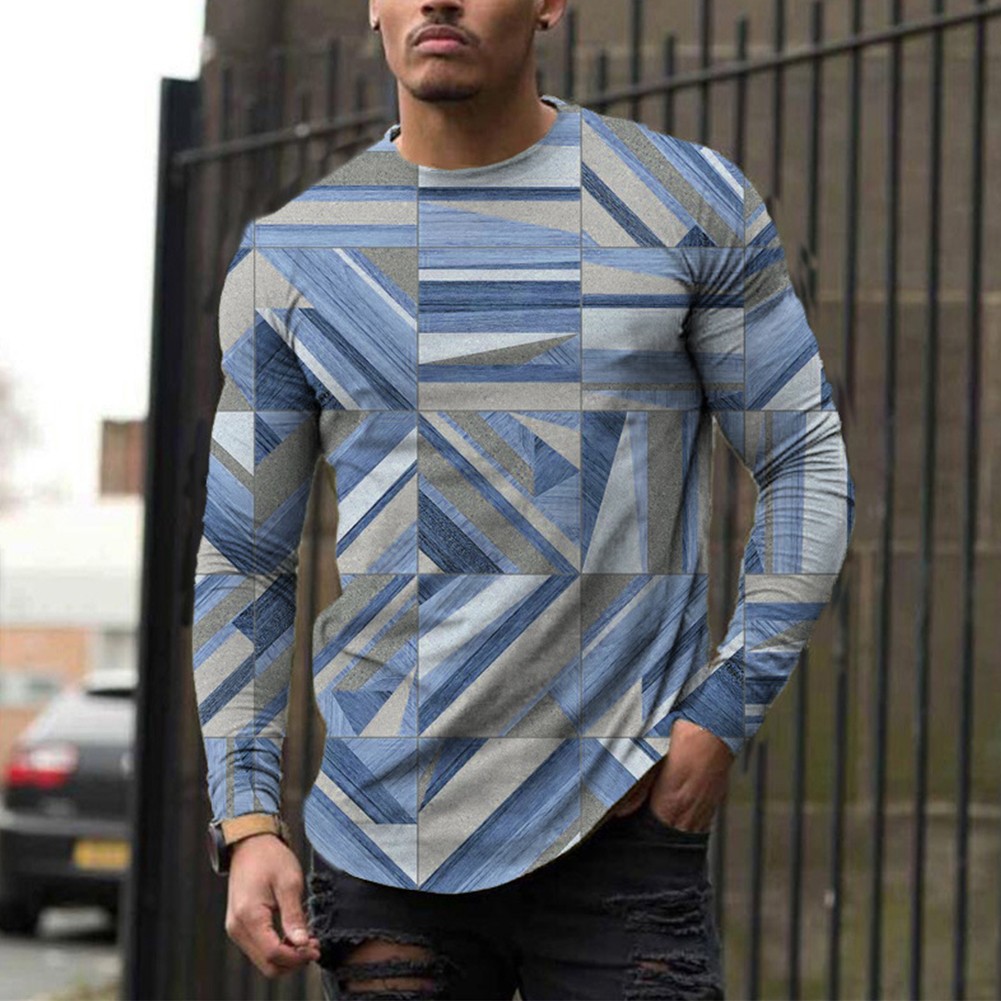 Mens Activewear Round Neck Pullover T-shirts Slim Fit Casual Long Sleeve Tee Top - Picture 15 of 18