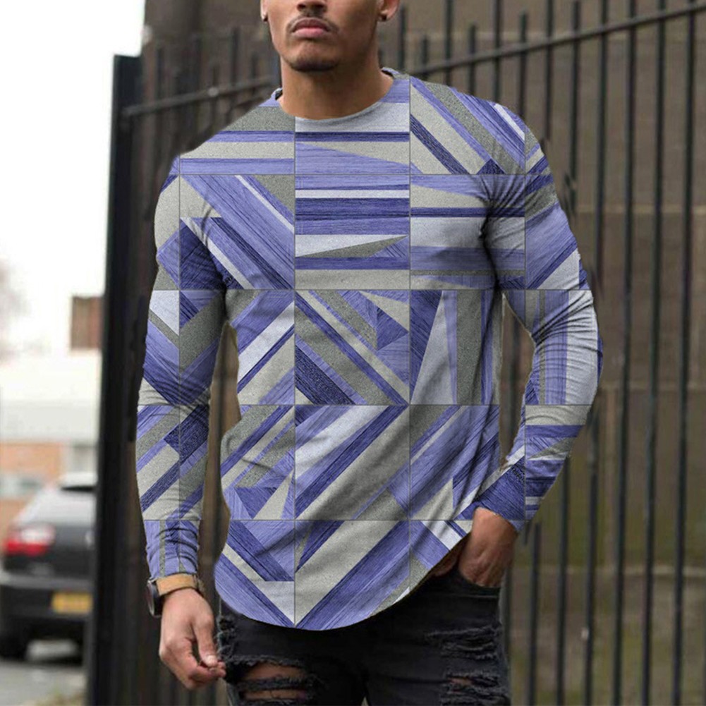 Mens Activewear Round Neck Pullover T-shirts Slim Fit Casual Long Sleeve Tee Top - Picture 16 of 18
