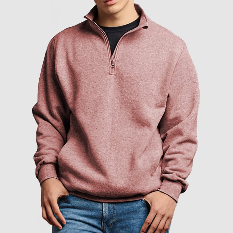 New Casual Men's Stand Collar Half Zip Pullover Hoodie