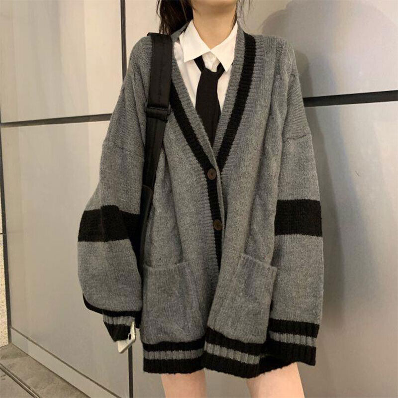 Womens JK Uniform Sweaters Coats Cardigan Knitwear School Students Outwear Tops - Picture 5 of 5