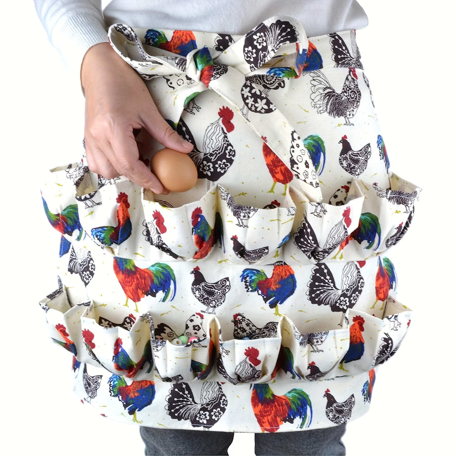 1Pc Premium Chicken Egg Apron - 12-Pocket Deep Design for Secure Hen Duck Goose