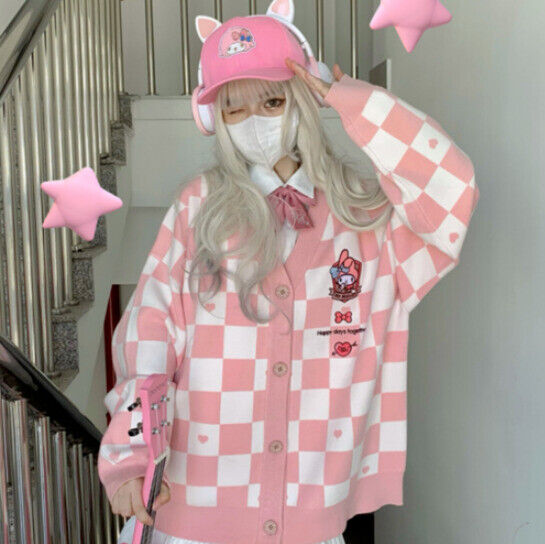 Mori Girl My Melody Kuromi Cinnamoroll JK Cardigan Knitted Sweater Student Coats - Picture 20 of 22