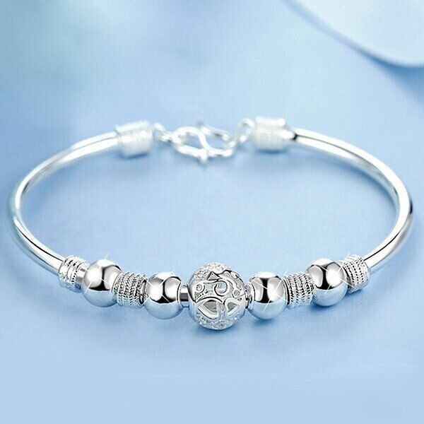 +Pulseras De Plata Ley 925 Brazalete Con Amuleto De Suerte Moda De Mujer Joyería - Imagen 16 de 18