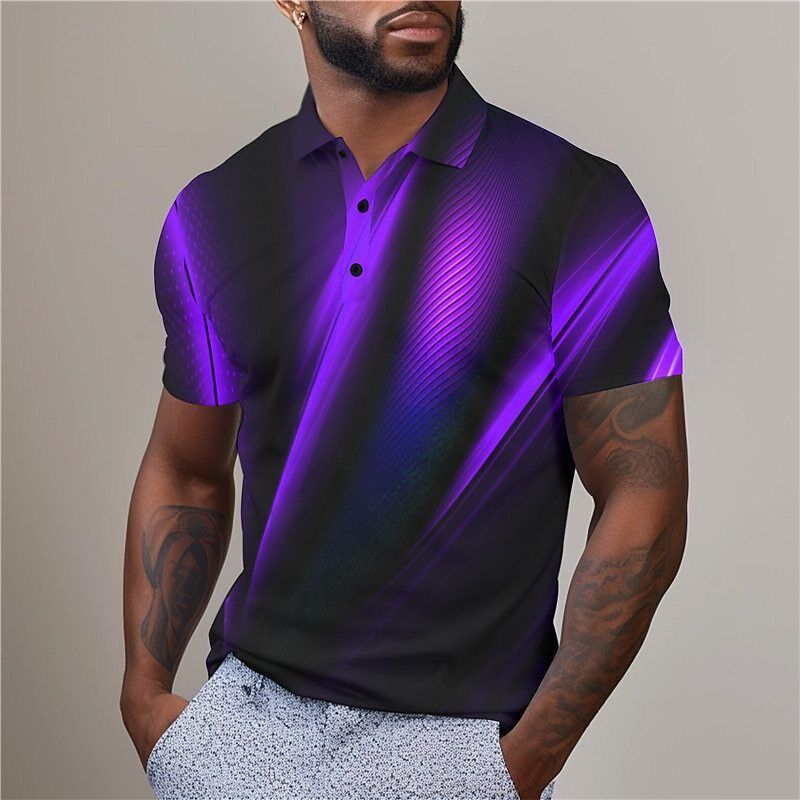 Men's Gradient Illusion Geometry T-Shirt 3D Print Golf Street Short Sleeve Shirt