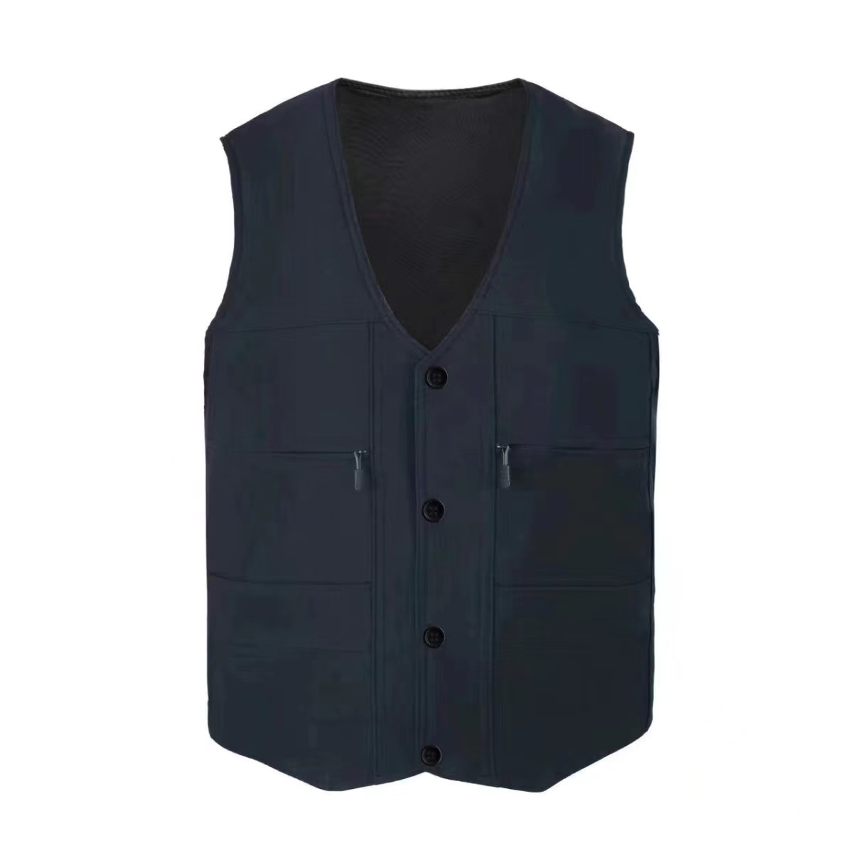 Middle-aged and Elderly Men's Waistcoat Casual Vest Pocket Sleeveless Jacket Top - Picture 15 of 15