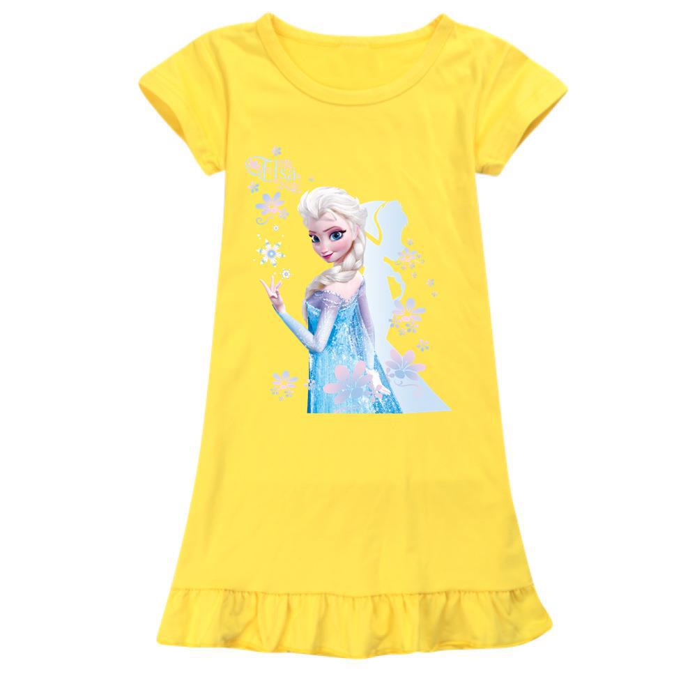 Children Girls Sleepwear Frozen Dresses Pyjamas Nightdress Summer Nightie Dress