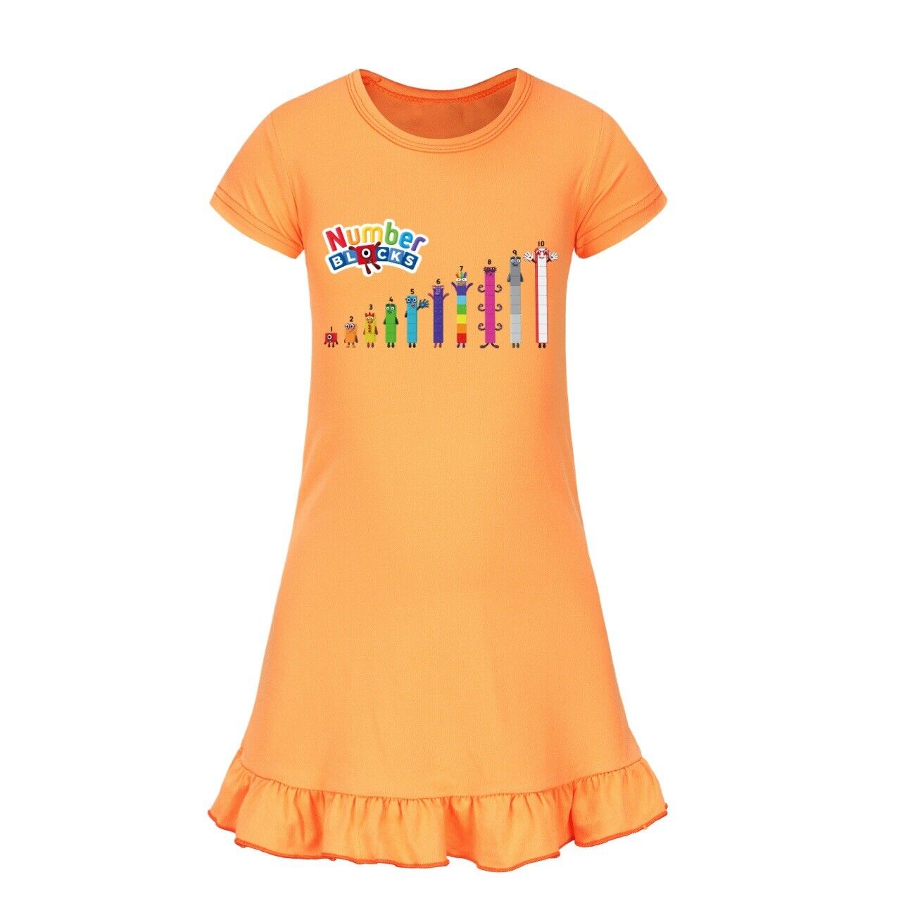 Lovely Girls Beach Number Blocks Nightdress Pyjamas Fancy Pleated Skirt Dress Up