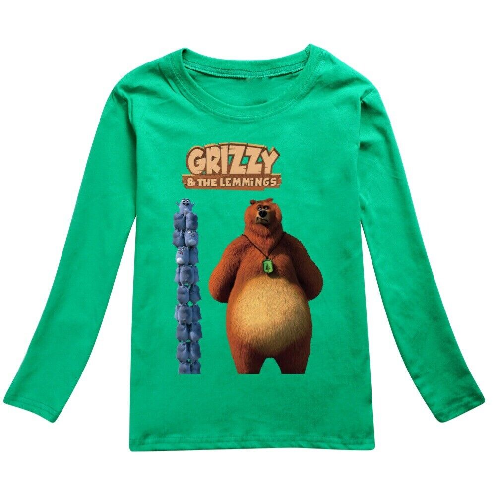 Kids Grizzly And The Lemmings Print Casual Long Sleeve T-Shirt Cotton Tee Top UK - Picture 26 of 34