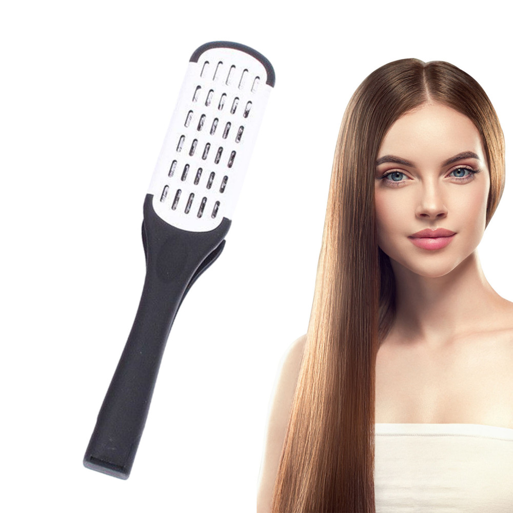 Clamp Hair Brush Straightener Detangler Comb Double Sided for Thick Coarse Hair