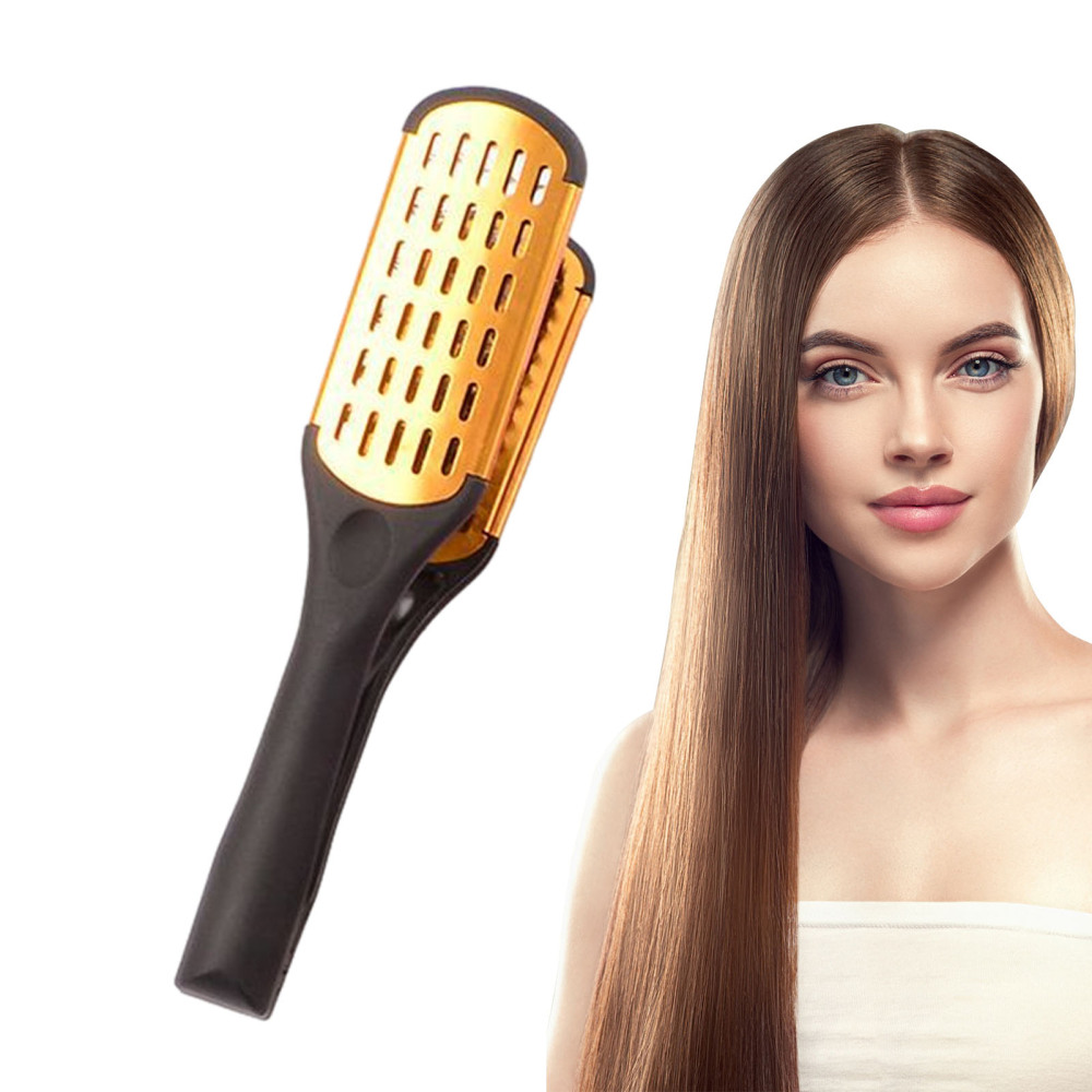 Straightening Comb Boar Bristle Clamp Hair Brush V-shaped Comb Clip for Women - Picture 19 of 23