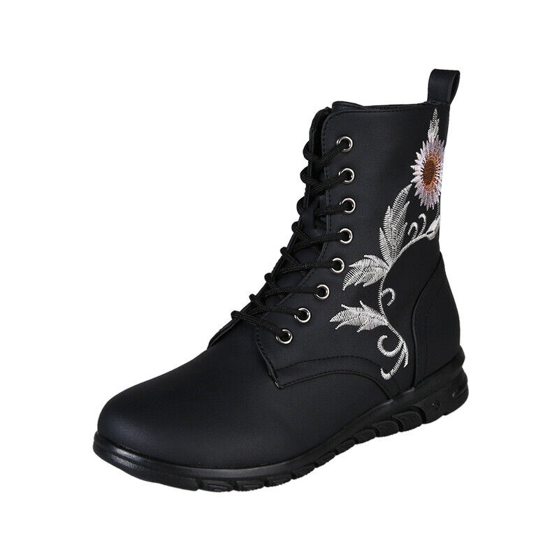 Stivaletti scarpe donna biker zip stringati esercito combattimento invernali casual donna taglia - Foto 20 di 25