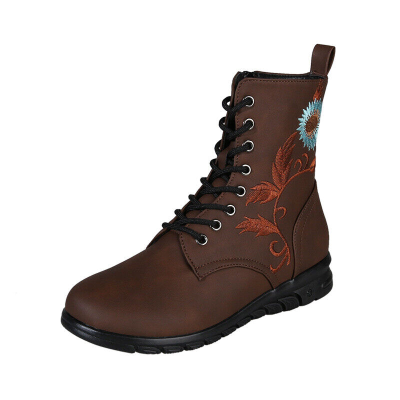 Stivaletti scarpe donna biker zip stringati esercito combattimento invernali casual donna taglia - Foto 25 di 25