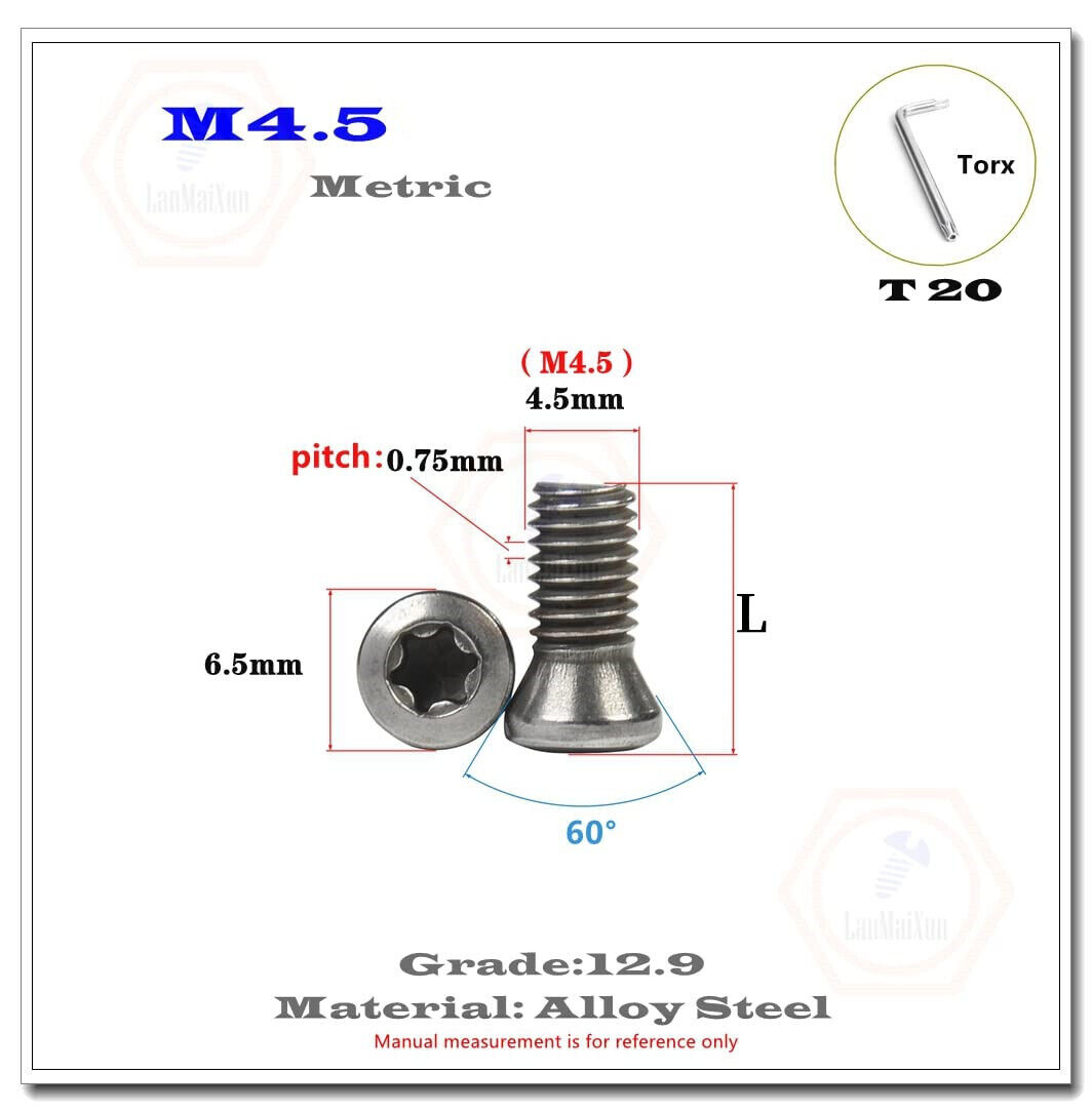 M2 M2.5 M3 M3.5 M4 M5 M6 Torx Screws for Replaces Carbide Insert CNC Lathe Tools