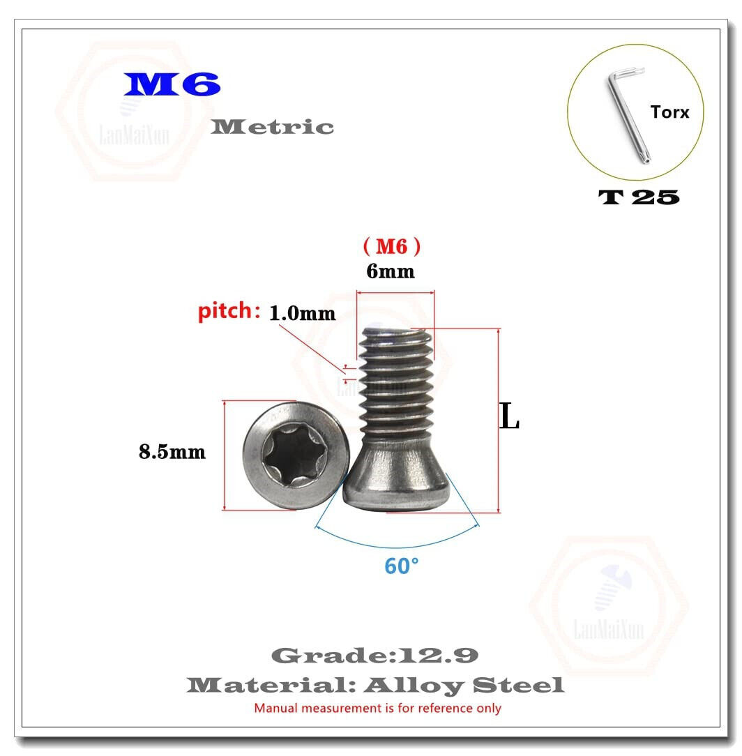 M2 M2.5 M3 M3.5 M4 M5 M6 Torx Screws for Replaces Carbide Insert CNC Lathe Tools