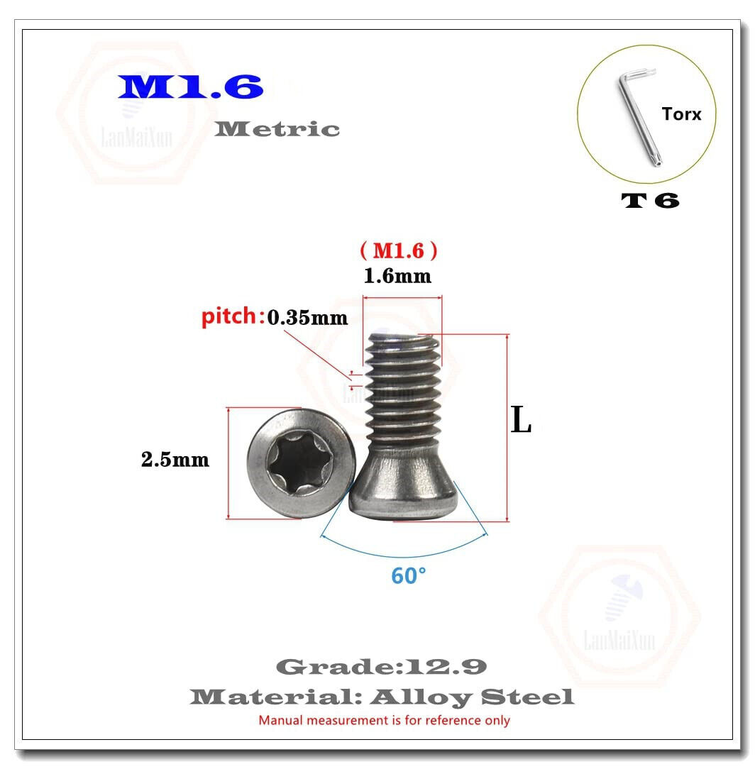 M2 M2.5 M3 M3.5 M4 M5 M6 Torx Screws for Replaces Carbide Insert CNC Lathe Tools