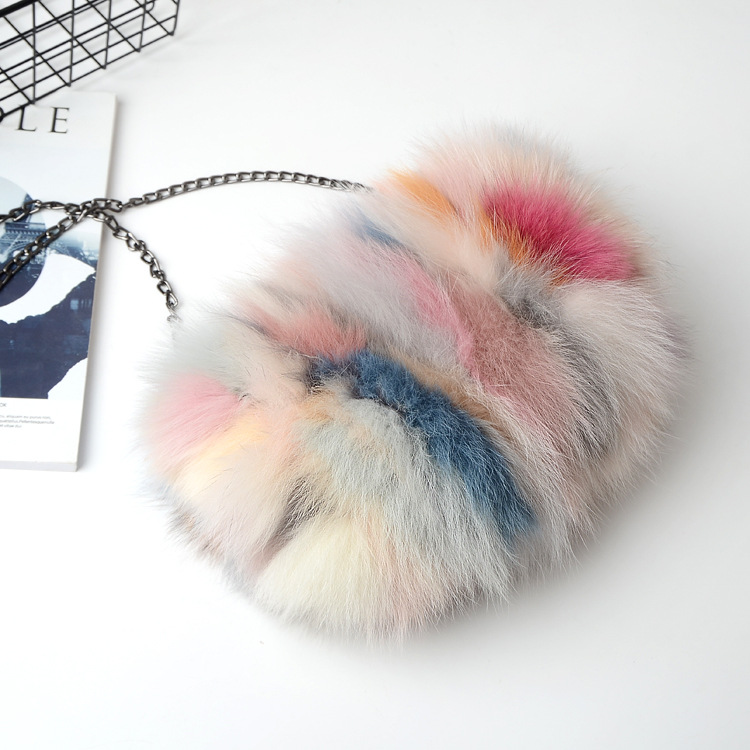 New Womens Real Fox Fur Handbag Warm Purse Wallet Party Bag Cross Body Shoulder - Picture 34 of 35