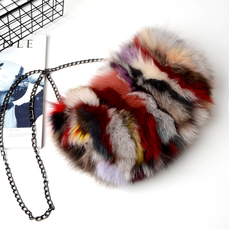 New Womens Real Fox Fur Handbag Warm Purse Wallet Party Bag Cross Body Shoulder - Picture 32 of 35
