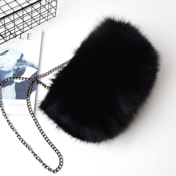 New Womens Real Fox Fur Handbag Warm Purse Wallet Party Bag Cross Body Shoulder - Picture 26 of 35
