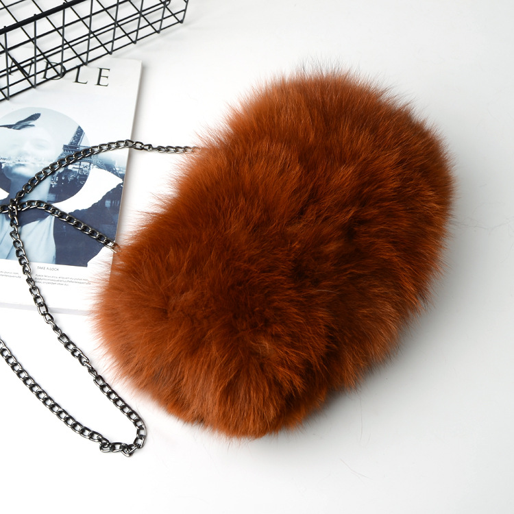 New Womens Real Fox Fur Handbag Warm Purse Wallet Party Bag Cross Body Shoulder - Picture 27 of 35