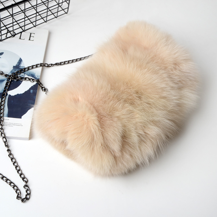 New Womens Real Fox Fur Handbag Warm Purse Wallet Party Bag Cross Body Shoulder - Picture 31 of 35