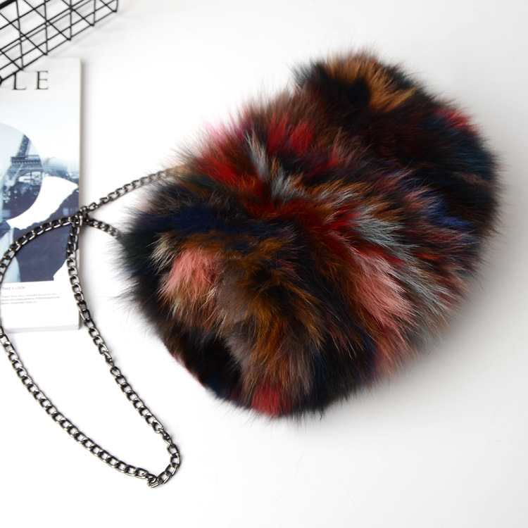 New Womens Real Fox Fur Handbag Warm Purse Wallet Party Bag Cross Body Shoulder - Picture 33 of 35