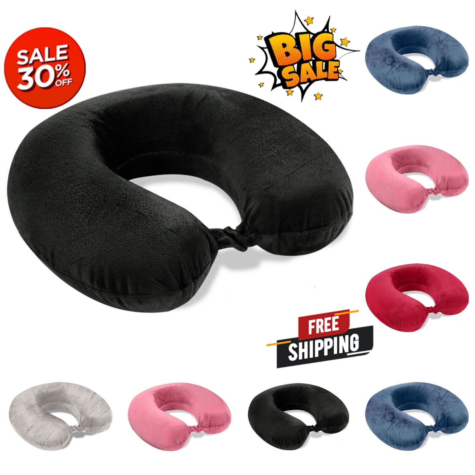 Travel Pillow Memory Foam Neck Support Super Soft Head Rest Car Plane Cushion-image
