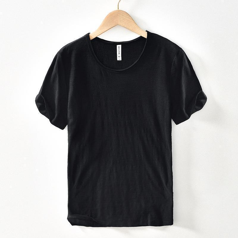 Mens Thin Casual Solid Base Shirt Top T-shirt Round Neck Short Sleeve Undershirt