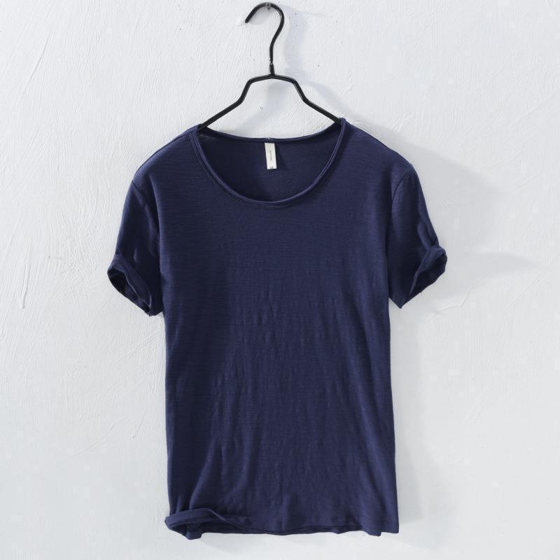 Mens Thin Casual Solid Base Shirt Top T-shirt Round Neck Short Sleeve Undershirt