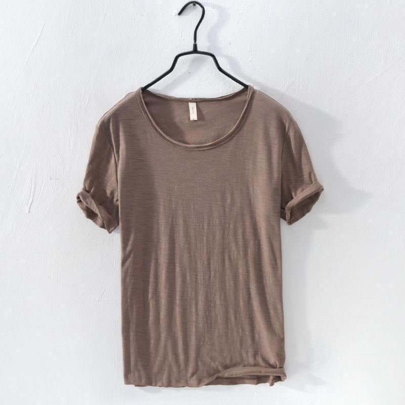 Mens Thin Casual Solid Base Shirt Top T-shirt Round Neck Short Sleeve Undershirt